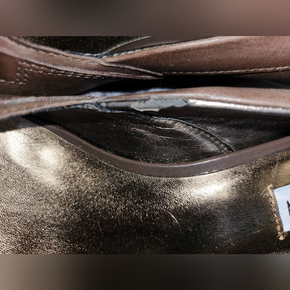 Steve Madden Brown Leather Ruched Round Toe Block Heel Pumps Comfortable Shoes - Picture 6 of 15